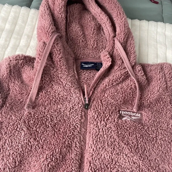 Reebok women’s Dusty Rose Fleece Zip-Up Hoodie size small with pockets - Picture 2 of 5